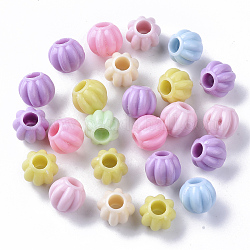 Perles européennes en plastique polystyrène (ps) opaque, Perles avec un grand trou   , citrouille, couleur mixte, 14x12mm, trou: 5.5 mm, environ 500 pcs / 500 g