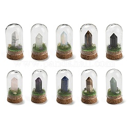 Décoration d'affichage de balles de pierres précieuses avec couvercle de cloche en verre, Ornements de cloche de base en liège pour la décoration de la maison, 30x59.5~62mm