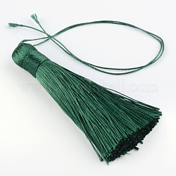 Polyester Tassel Pendant Decorations, Sea Green, 77~81x12~13mm