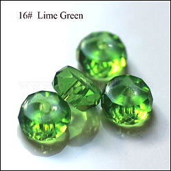 Perles d'imitation cristal autrichien, grade AAA, facette, plat rond, lime green, 12x7.5mm, Trou: 0.9~1mm
