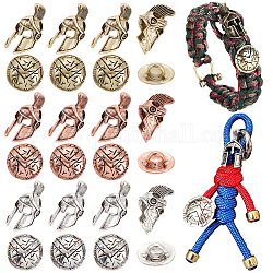 Unicraftale Outdoor-EDC-Kordel-Lanyard-Armband, Schlüsselanhänger, Perlen, Knöpfe, Inklusive Spartan-Helm aus Legierung, europäischen Perlen und Schildknöpfen, Mischfarbe, 24 Stück / Karton