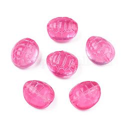 Perlas de vidrio pintado en aerosol transparente, tortuga, color de rosa caliente, 12x11x7mm, agujero: 1 mm