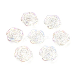Abalorios de acrílico transparentes, color de ab, flor, claro ab, 18x19x8mm, agujero: 1.8 mm