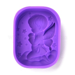 Stampi in silicone angelo cupido, stampi per alimenti, fare il sapone fatto a mano fai da te, porpora, 79x60x25.5mm, diametro interno: 76x57mm