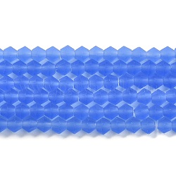 Imitar hebras de cuentas de vidrio esmerilado de vidrio austriaco, aa grado, bicono facetados, azul aciano, 3.5x3mm, agujero: 0.7 mm, aproximamente 162~185 pcs / cadena, 13.15~14.61 pulgada (33.4~37.1 cm)