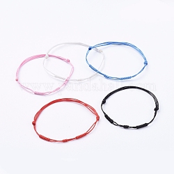 Ajustables pulseras de cordón de poliéster encerado coreano, color mezclado, 2 pulgada ~ 3-1/2 pulgadas (5~8.8 cm), 5 PC / sistema