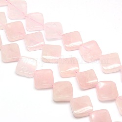 Natural Rose Quartz Beads Strands, Twisted Rhombus, 16x16x6mm, Hole: 1mm, about 20pcs/strand, 15.74 inch