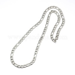 Fashionable Matte 304 Stainless Steel Figaro Chain Necklaces for Men, with Lobster Claw Clasps, Stainless Steel Color, 21.65 inch(55cm)x6mm