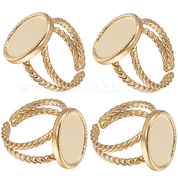 Beebeecraft 1 Box 8Pcs Sun Open Cuff Ring Settings 18K Gold Plated Brass Open Blank Rings with Oval Tray Metal Ring Settings Blanks DIY Bezels for Ring Jewelry Making