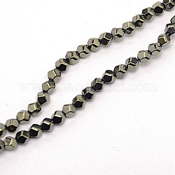 Chapelets de perles en hématite synthétique sans magnétiques, facette, ronde, antique bronze plaqué, 4mm, Trou: 0.8mm, Environ 100 pcs/chapelet, 16.85'' (42.8 cm)