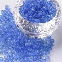 Perles de rocaille en verre, transparent , ronde, bleu clair, 6/0, 4mm, Trou: 1.5mm, environ 4500 perles / livre