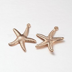 Rack Plating Brass Starfish Pendants, Lead Free & Cadmium Free, Golden, 22x21x2mm, Hole: 0.5mm