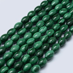 Natur Malachit Perlen Stränge, Oval, 9~10x6~8 mm, Bohrung: 0.8 mm, ca. 45 Stk. / Strang, 15.5 Zoll (39.5 cm)