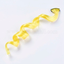 Accessoires de cheveux de mode pour femmes, pinces à cheveux à pression de fer, perruques colorées avec fibres chimiques, jaune, 50x3.25 cm
