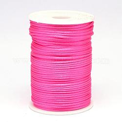 Polyesterschnur, kantille, Satin Rattail Schnur, für die Herstellung von Perlenschmuck, chinesisches Verknoten, tief rosa, 2 mm, ca. 100 Yards / Rolle