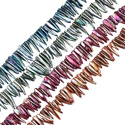 Perles de coquille d'eau douce naturelles galvanisées, larme, couleur ab , colorées, 14~34x4~11x2~7mm, Trou: 1mm, Environ 57~78 pcs/chapelet, 14.37 pouce ~ 15.35 pouces (36.5~39 cm)