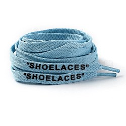 Flacher kundenspezifischer Schnürsenkel aus Polyester, flacher Sneaker-Schuhstring mit Wort, für Kinder und Erwachsene, hellblau, 1200x9x1.5 mm, 2 Stück / Paar