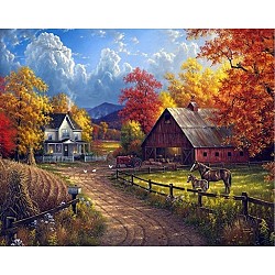 DIY Diamond Painting Kits For Kids, with Diamond Painting Cloth, Resin Rhinestones, Diamond Sticky Pen, Tray Plate and Glue Clay, Forest Farm, Mixed Color, 30x25cm