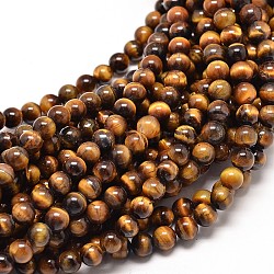 Natürlichen Tigerauge runde Perle Stränge, 4 mm, Bohrung: 0.8~1 mm, ca. 91 Stk. / Strang, 15 Zoll