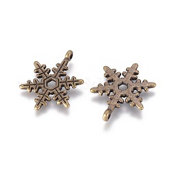 Christmas Snowflake Tibetan Style Alloy Pendants, Lead Free and Cadmium Free, Antique Bronze, 23x17.5mm, Hole: 1.5mm