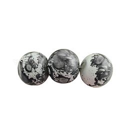 Baking Painted Round Glass Bead Strands, Gray, 12mm, Hole: 1.3~1.6mm, about 66pcs/strand, 31.4 inch
