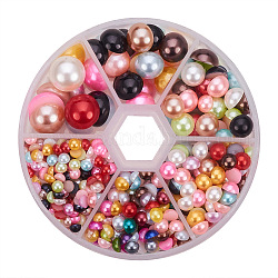Pandahall elite 1 caja media cabujones de cúpula de acrílico abs perla de imitación de color mezclado, 4-12x2-6 mm alrededor de 690 piezas