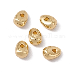 Acumular cuentas de latón chapado, Plateado de larga duración, Sin cadmio y níque y plomo, oval, real 18k chapado en oro, 8x5.5x4.5mm, agujero: 1.6 mm