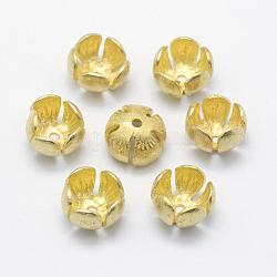 Messing Perle Kappen & Kegel Perlen, 5-Blütenblatt, Bleifrei und Cadmiumfrei und Nickel frei, Blume, roh (nicht plattiert), 12x8 mm, Bohrung: 1.5 mm
