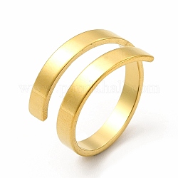 Ионное покрытие (ip) 304 прямоугольное кольцо из нержавеющей стали с открытой манжетой для женщин, реальный 18k позолоченный, размер США 6 1/4 (16.7 мм)
