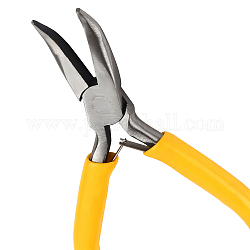 CREATCABIN Bent Chain Nose Pliers Precision Pliers Mini Professional Jewelry Making Repair Crafts DIY Yellow 4.53inch
