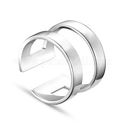 Shegrace simple mode plaqué rhodium 925 bagues de manchette en argent sterling, anneaux ouverts, platine, taille 10, 20mm