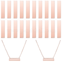 Connettori per maglie in ottone, timbratura tag vuoto, rettangolo, oro roso, 34x7mm, 20pcs/scatola