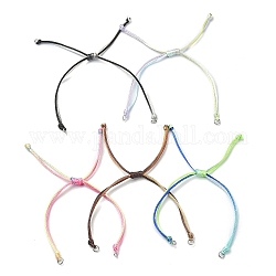 Fabrication de bracelets en cordon de nylon tressé réglable de couleur dégradée, avec 304 anneaux de saut ouverts en acier inoxydable, pour breloque de connecteur, couleur inoxydable, 1~1-1/8 pouce (2.6~2.68 cm), Trou: 3mm