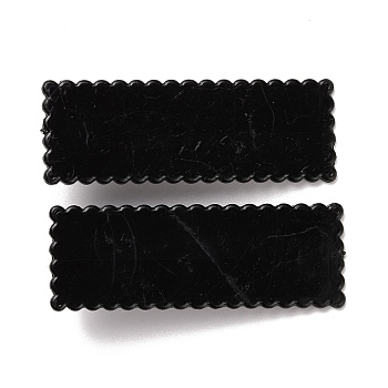 長方形のプラスチックワニのヘアクリップ  女性と女の子のための髪留め  プラチナトーン鉄パーツ  ブラック  55x20x10mm PHAR-F014-01A