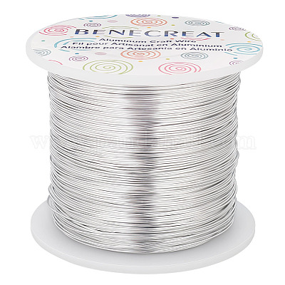 BENECREAT 22 Gauge 850FT Aluminum Wire Anodized Jewelry Craft Making  Beading Floral Colored Aluminum Craft Wire - Silver