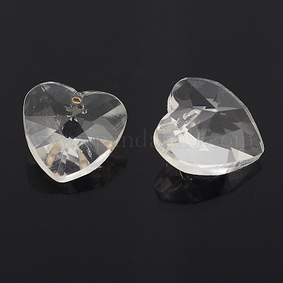 Facettes breloques de verre de coeur&nbsp;GLAA-M026-02-B-1
