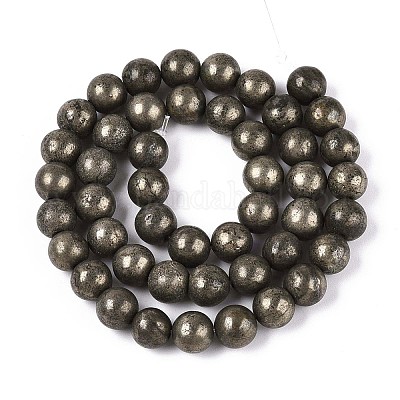 Natürliche Pyrit Perlen Stränge&nbsp;G-S249-01-8mm-1