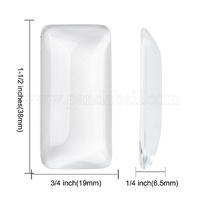 Cabochons de verre transparent de rectangle&nbsp;GGLA-R025-38x19-1