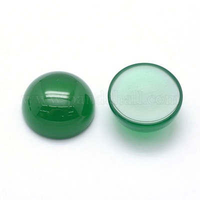 Natürlich gefärbte und erhitzte grüne Onyx-Achat-Cabochons&nbsp;G-P393-R42-12mm-1