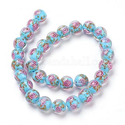 Fili di perline murano con sabbia oro fatto a mano&nbsp;LAMP-L072-G01-1