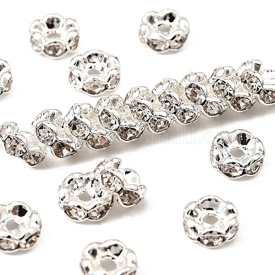 Messing Strass Zwischen perlen&nbsp;RB-A014-L6mm-01S-NF-1