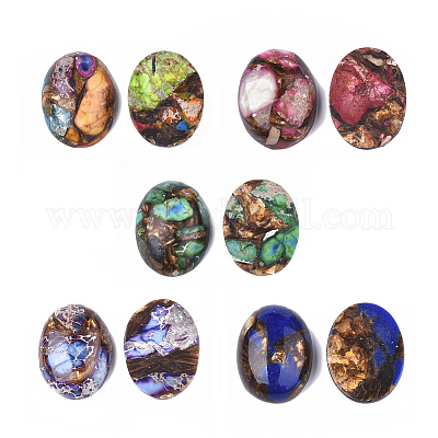 Diaspro imperiale sintetico assemblato e cabochon in bronzite&nbsp;G-S329-080-1