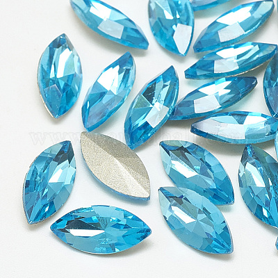 Cabochons en verre avec strass de dos avec point&nbsp;RGLA-T083-7x15mm-12-1