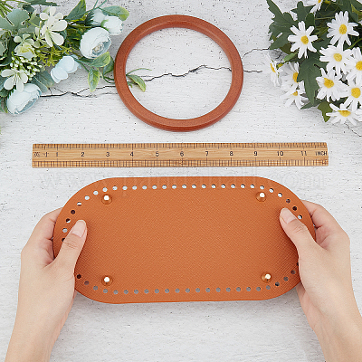 Fondi Per Borse All'Uncinetto - 8 Pezzi Pelle PU, 22x10cm, Con Fori E Uncinetti - Per DIY, Riparazioni - Foto 9