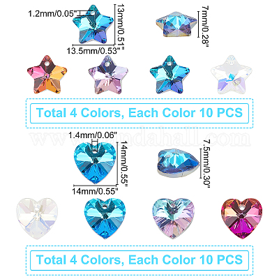 Wholesale PandaHall Elite 80pcs 4 Color Heart Charms Pendant Gold