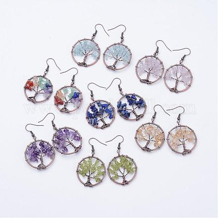 Natural Gemstone Dangle Earrings EJEW-F054-M-1