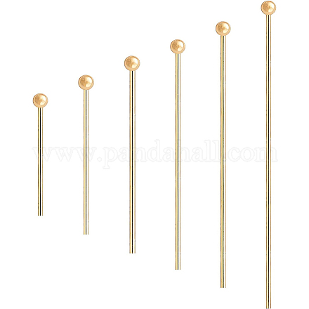 BENECREAT 220PCS 18K Real Gold Plated Ball Head Pins 20/24/30/35/45/50mm Wire Headpins for Earring Bracelet Jewelry Making KK-BC0005-20G-1