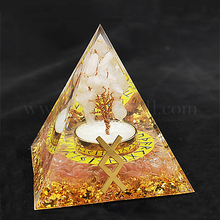 Viking Rune Symbol Orgonite Pyramid Resin Display Decorations DJEW-PW0006-02T-1