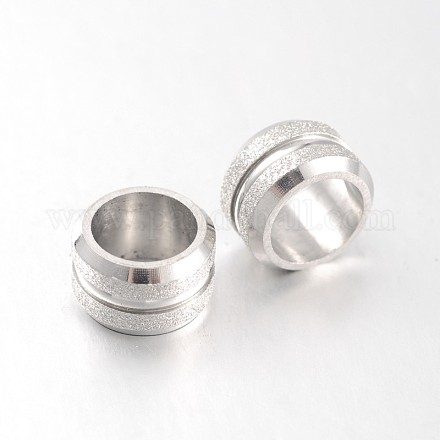 304 Stainless Steel Column Large Hole Textured Beads STAS-N056-08-1