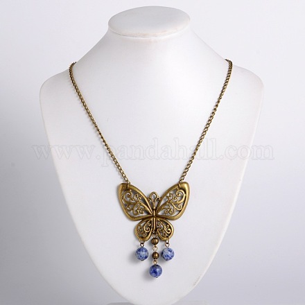 Tibetan Style Antique Bronze Butterfly Pendant Necklaces NJEW-JN00864-03-1